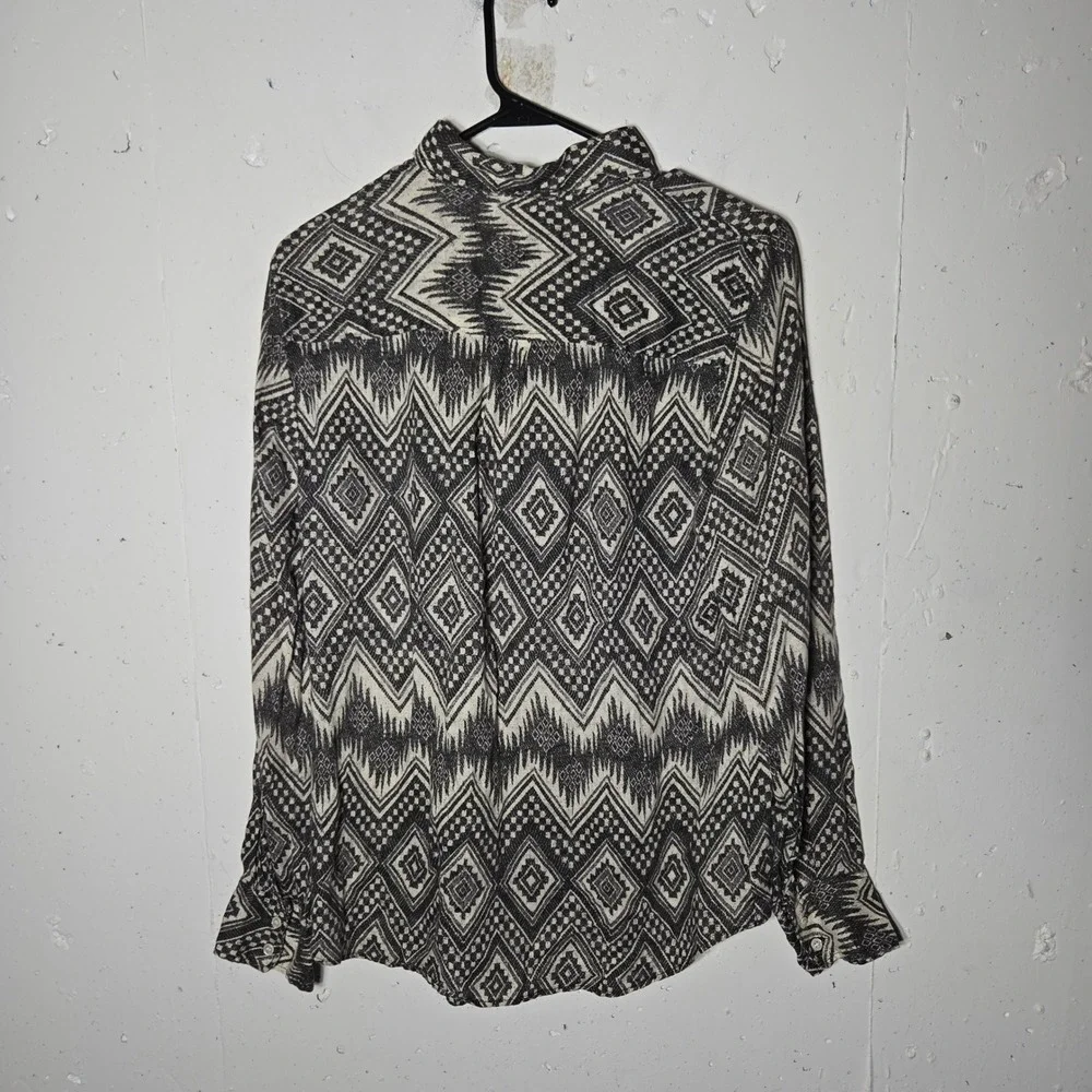 J Crew Womens Linen Button Front‎ Long Sleeve Shirt Medium Boho Southwestern
